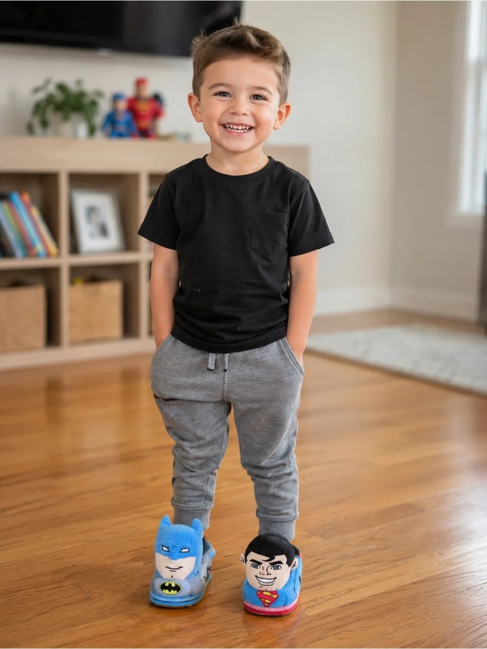 Batman Plush Kid's Slippers - Blue